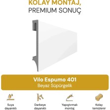 Vilo Espumo 401 Beyaz Süpürgelik 240CM – Kolay Montaj - Suya ve Darbeye Dayanıklı