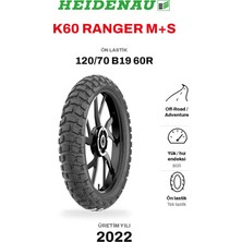 Heidenau K60 Ranger M+S 120/70 B19 60R Ön Motosiklet Lastiği (2022)
