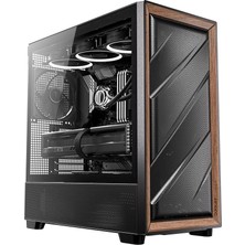 Flux, 5 x Pwm Fanlar Dahil, Aynı Anda 9 Fana Kadar, Tip-C, Demir Hasır Paneller ve Ahşap Çerçeve, 420MM Radyatör Desteği, Geri Bağlantı Anakart Desteği, Mid-Tower E-Atx Pc Kasası