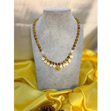 Belirtilmemiş Bijuteri Kolye (Kahverengi - Deniz Kabuğu, Gold Güneş Kolye Uçlu)