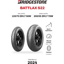 Bridgestone Battlax S22 120/70 ZR17 58W - 200/55 ZR17 78W Ön Arka Motosiklet Lastik Takımı (2024)