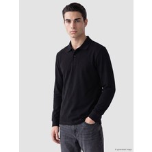 LC Waikiki Lcwaıkıkı Classic Siyah Polo Yaka Pike Erkek Tişört