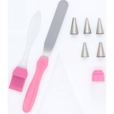 Çok Amaçlı Pasta Süsleme Seti 9 Parça 5 Duy Krema Torbası Adaptörü Spatula Silikon Fırça ile Kek Cupcake Kurabiye Dekorasyon Malzemeleri Profesyonel Pastacılık Seti