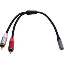 Keepro 3.5mm Stereo Dişi To 2x Rca Erkek Ses Çevirici Dönüştürücü Kablo 30CM