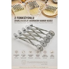5 Tekerlekli Çift Taraflı Ayarlanabilir Akordeon Hamur Kesici Mantı Erişte Kesme Ruleti Profesyonel Paslanmaz Çelik Pasta Şerit Dilimleyici Bıçak Mantı Matik Pizza Kesici 723420