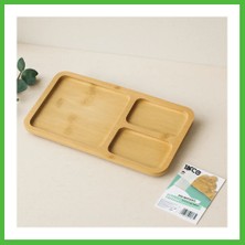 Bezos 3 Bölmeli Dikdörtgen Bambu Servis Tepsisi 24.8X13.8X1.4 cm Arz