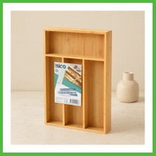 Bezos Bambu Çekmece Kaşıklık 22.4X33 cm - 4 Bölmeli Çok Amaçlı Organizer Arz