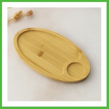 Bezos Bambu Oval 2 Bölmeli Mini Servis Tepsisi 25X14X1.4 cm Arz