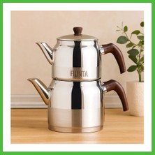 Bezos Orta Boy Çelik Çaydanlık Seti (Çift Kapaklı, Süzgeçli) 1.25L/2.25L Arz