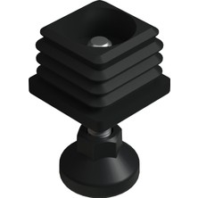 CATEKSSS 40X40 mm Kademeli Plastik Rotil Ayak M10 - Profil Ayağı Tezgah Ayarlı Ayak Siyah - 16’lı Paket