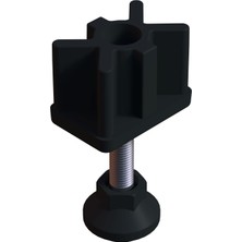 CATEKSSS 40X60 mm Plastik Rotil Ayak - Profil Ayağı Tezgah Ayarlı Ayak Siyah - 18’li Paket