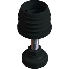 CATEKSSS 42 mm Kademeli Plastik Rotil Ayak M10 - Boru Profil Ayağı Tezgah Ayarlı Ayak Siyah - 28’li Paket