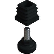 CATEKSSS 30X30 mm Kademeli Plastik Rotil Ayak - Profil Ayağı Tezgah Ayarlı Ayak Siyah - 15’li Paket