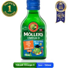 Möller's Omega 3 Tutti Frutti 150 ml; saf morina balığı yağı, IFOS Onaylı, DHA, EPA, A D E vitamini. Çocuklar ve yetişkinler için doğal omega-3 takviyesi.