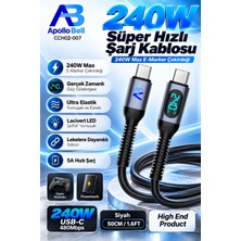 ApolloBell 240W Yüksek Hızlı Ekranlı Şarj Kablosu Siyah 50 cm/1.6 ft CCH02-007