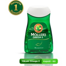 Möller's Omega 3 Kapsül 60 Adet;IFOS Onaylı, EPA 640 mg, DHA 480 mg, saf balık yağı. Günlük omega-3 takviyesi, trigliserid form.