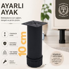 CATEKSSS 42 Lik Tablalı Ayarlı Ayak 10 cm Texture Siyah - 4’lü Paket