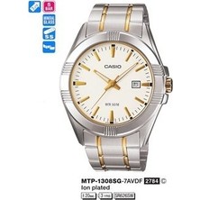 Casio MTP-1308SG-7A Gold Gümüş Renk Çelik Kordon Takvimli Klasik Erkek Kol Saati
