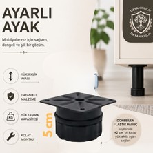 CATEKSSS 42 Lik Tablalı Ayarlı Ayak 5 cm Texture Siyah - 4’lü Paket
