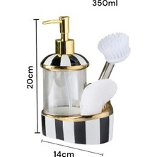 Gönül Cam Hazneli Porselen Mutfak Set Sıvı Sabunluk Çizgili 350ml 40099