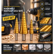 Nuvori Titanyum Kaplamalı 3'lü Kademeli Matkap Ucu Seti | 4 Mm'den 32 Mm'ye Kadar