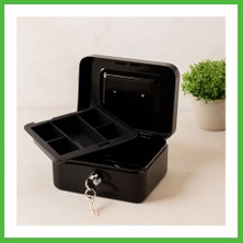 Bezos Anahtarlı Metal Para Kutusu 15X12X8 cm - 6 Bölmeli Taşıma Kulplu Arz