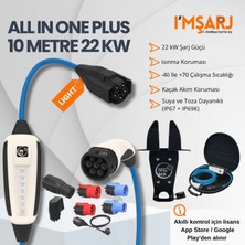 Nrgkick 22KW 32A Taşınabilir Şarj Istasyonu (10M Duvar Askı Aparatlı Çantalı Tüm Priz Adaptör Setli Monofaze Trifaze Ac Mobil Wallbox Opsiyonel Wifi+Bluetooth - All In One Light Plus)