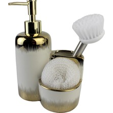 Gönül Porselen Mutfak Set Sıvı Sabunluk 400ml Fırçalı Yaldızlı 28745