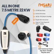 Nrgkick 22KW 32A Taşınabilir Şarj Istasyonu (7.5m Tüm Priz Adaptör Setli Monofaze Trifaze Ac Mobil Wallbox Opsiyonel Wifi+Bluetooth - All In One Light)