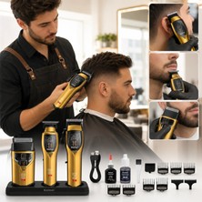 Kemei Tıraş Makinesi Seti | KM-8567 - Profesyonel 3'lü 9000 Rpm Dlc Bıçak Şarj Standlı