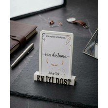 Arke-Tek En Iyi Dostum Fotoğraf Çerçevesi-Hediye Masa Üstü Çerçeve Seti 3D Tasarım Minimal Çerçeve (7,5 cm x 10,5 Cm), Kişiye Özel Fotoğraflı