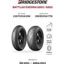 Bridgestone Battlax Exedra G853 130/70 R18 63H - G852 200/55 R16 77H Goldwing Ön Arka Motosiklet Lastik Takımı (2024/2023)
