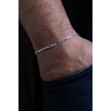 Ada Life Gümüş (Premium Işıklı KUTULU)925 Ayar Gümüş 3 mm Figaro Bileklik
