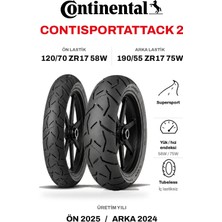 Continental Contisportattack 2 120/70 ZR17 58W - 190/55 ZR17 75W Ön Arka Motosiklet Lastik Takımı 2025/2024