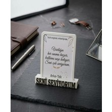 Arke-Tek Sevgililer Günü Hediyesi Masa Üstü Dikdörtgen Çerçeve- Seni Seviyorum Minimal Çerçeve (7,5 cm x 10,5 Cm), Kişiye Özel Fotoğraflı