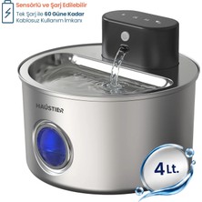 Haustier WF014 Otomatik Kablosuz Kedi Su Pınarı, Sensörlü , Bataryalı , Ultra Sessiz, Çelik , 4lt Hazne