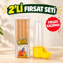 Quik Kumlu Tünek 4’lü Paket ve Kuş Suluğu 2’li Fırsat Seti
