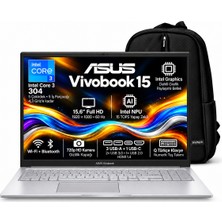 Asus Vivobook 15  Intel Core 3 304 16GB 256GB SSD 15.6" Windows 11 Home Taşınabilir Bilgisayar A1504MA-BQ695W S7