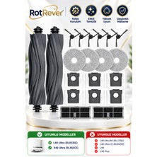 RotRever Dreame L40 Ultra / X40 Ultra Robot Süpürge Ana Fırça Hepa Filtre Yan Fırça Mop Paspas Toz Torbası Yedek Parça Seti 20 Parça