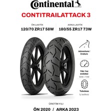 Continental Contitrailattack 3 120/70 ZR17 58W - 180/55 ZR17 73W Ön Arka Motosiklet Lastik Takımı 2020/2023
