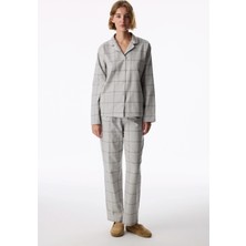 Penti Gri Margot Checked Ekoseli Uzun Kollu Gömlek Pantolon Pijama Takımı