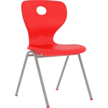 CATEKSSS Modern Monoblok Sandalye Kurs Okul Kolej Öğrenci Sandalyesi Kırmızı - 24’lü Paket