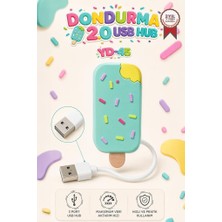 Tr Torima Dondurma USB Hub Dağıtıcı 2.0 USB + Type-C Port Çoğaltıcı YD45 Su Yeşili