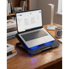 Str Store USB Girişli Laptop Soğutma Standı Çift Fan Mavi Işıklı Notebook Soğutucu