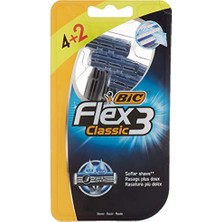 Mythriva Bıc Flex 3 Erkek Tıraş Bıçağı 6'lı Blister (3 Bıçak), Birbirinden Bağımsız Hareket Edebilen 3 Bıçak, Oynar Başlık, Aloe Vera ile Zenginleştirilmiş Kayganlaştırıcı Jel Şerit
