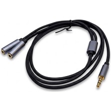 Keepro 3.5mm Kulaklık ve Mikrofon Birleştirici Çevirici Örgülü Kablo 1m