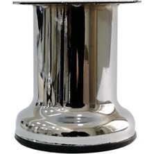 CATEKSSS 8 cm Asena Tablalı Metal Dolap Vestiyer Komidin Vitrin Baza Ayağı Çap 42 mm Krom Kaplama - 5’li Paket