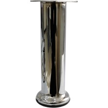 CATEKSSS 20 cm Asena Tablalı Metal Dolap Vestiyer Komidin Vitrin Baza Ayağı Çap 48 mm Krom Kaplama - 2’li Paket