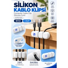 ApolloBell 3 Yuvalı Silikon Kablo Klipsi – Şarj Kablosu Tutucu, Kablo Düzenleyici, Masaüstü Kablo Organizer, Kablo Sabitleyici Beyaz ACP07-020