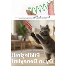 Die Grup Renkli Spiral Plastik Kedi Yay Oyuncak Seti, 8'li, Yavru Kediler Için